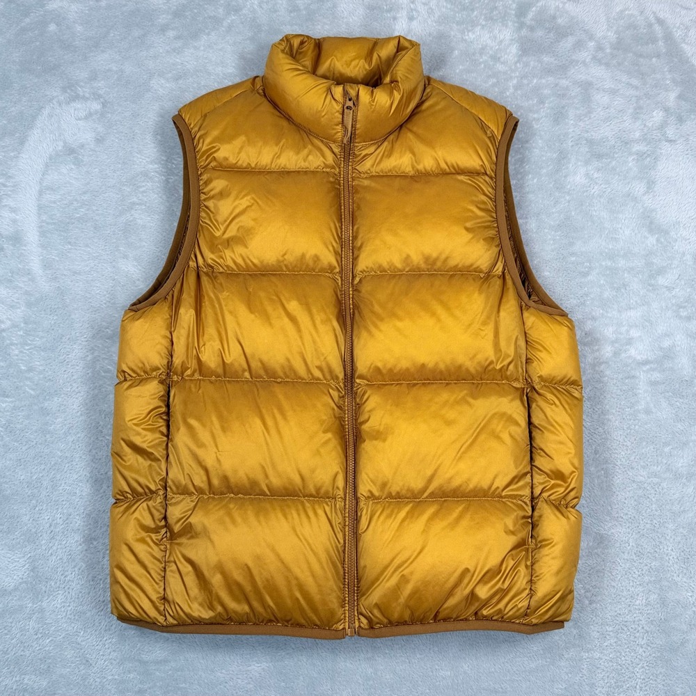 Uniqlo Ultra Light Down 750 Fill Puffer Vest Mens Small Mustard Yellow‎ Packable